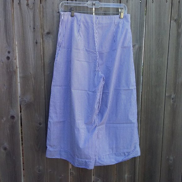 J. Crew Womens Cropped Pants Size 6 Blue White Preppy Striped Side Zipper Cuff - Picture 9 of 9